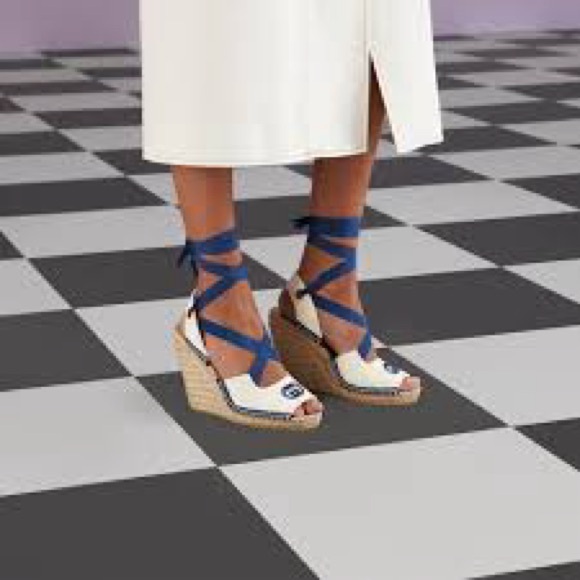 Gucci interlocking G espadrilles With Ribbon Tie platform Wedge - Picture 7 of 9